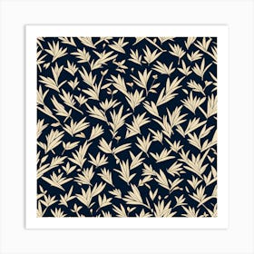 Mid Century inspired Pattern, Simple Shapes Of Geometry, Flat Art, Deep Navy Blue, 234 Art Print