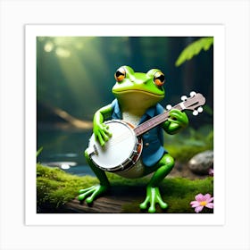 Frog Playing Banjo Art Print