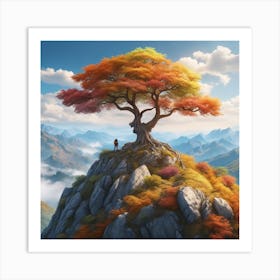 Tree On Top Of Mountain 17 Art Print