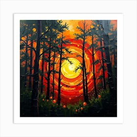 Sunset In The Woods 4 Art Print