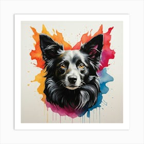 Default Generate A Powerful Colorful Border Collie Profile Log 1 Art Print