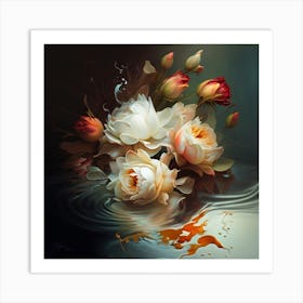 Roses In Water Art Print