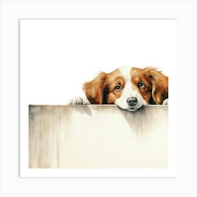 Dog Looking Over A Wall 4 Art Print