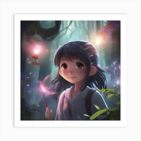 Anime Girl In The Forest 4 Art Print