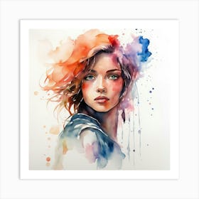 Watercolor Of A Girl 1 Art Print