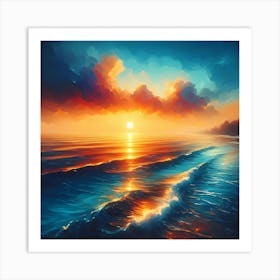 Sunset In The Ocean Art Print