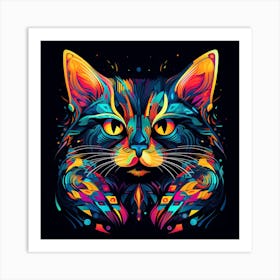 Psychedelic Cat Art Print