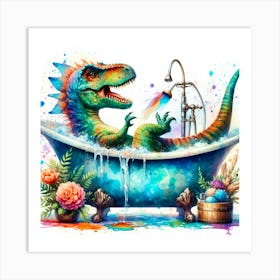 Dinosaur Bathing Art Print