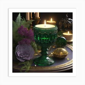 Candle On A Tray Art Print