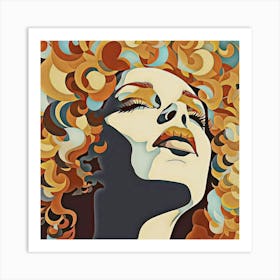 Woman With Curly Hair Art Print