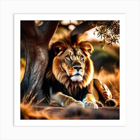 Lion Under A Tree 1 Art Print