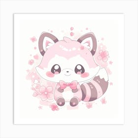 Cute Kawaii Raccoon Art Print