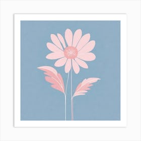 A White And Pink Flower In Minimalist Style Square Composition 673 Art Print