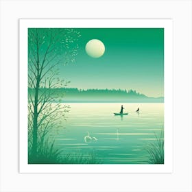 Moonlight On The Lake Art Print