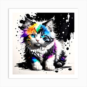 Rainbow Kitten 1 Art Print