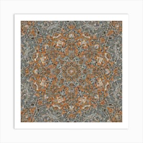 Firefly Beautiful Modern Detailed Indian Mandala Pattern In Neutral Gray, Silver, Copper, Tan, And C (1) 1 Art Print