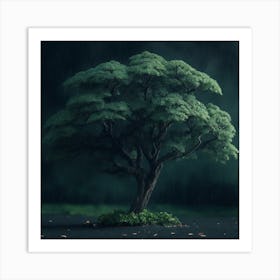 Tree In The Rain Art Print