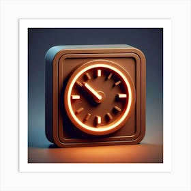 Clock On A Black Background Art Print