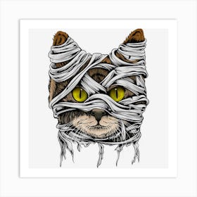 Mummy Cat Funny Cat Mom Cat Dad Halloween Scary Cat Costume Art Print