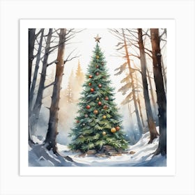 Christmas Tree In The Forest 126 Art Print