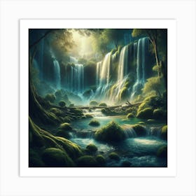 Waterfall In The Forest 106 Art Print