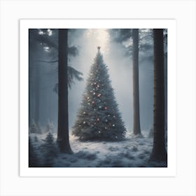 Christmas Tree In The Forest 27 Art Print