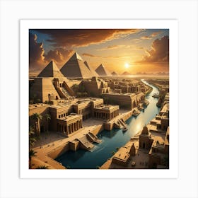 Egyptian Pyramids At Sunset 1 Art Print