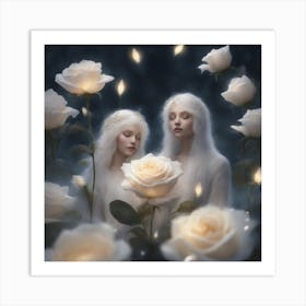 Two White Roses Art Print