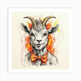 Goat In Flames 2 Art Print