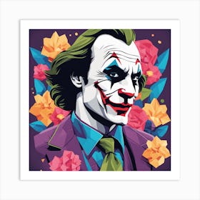 Joker Portrait Low Poly Painting (3) Art Print