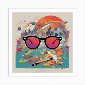 New Poster For Ray Ban Speed, In The Style Of Psychedelic Figuration, Eiko Ojala, Ian Davenport, Sci (6) 1 Art Print