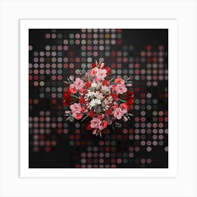 Vintage Thick Flowered Slender Tube Floral Wreath on Dot Bokeh Pattern n.0406 Art Print