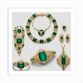 Emerald And Diamond Jewelry 1 Art Print