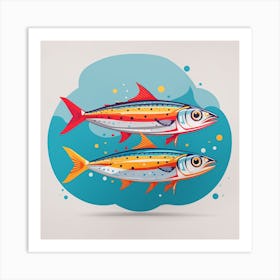 Two Colorful Sardines Art Print Art Print