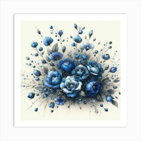 Blue Roses Art Print