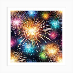 Fireworks On A Black Background 11 Art Print