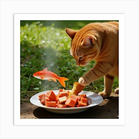 Asm An Orange Cat Cooks A Fish In The Nature 33228337 A242 4055 9f0d 39d5204e9cd1 Art Print