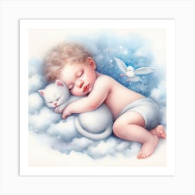 Baby Sleeping On Clouds 1 Art Print