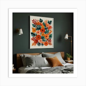 Orange Floral Print Art Print