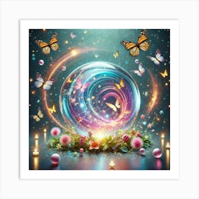 Crystal Ball With Butterflies Art Print