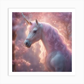 Dreamy Portrait Of A Cute Unicorn In Magical Scenery, Pastel Aesthetic, Surreal Art, Hd, Fantasy, Fa (1) Art Print