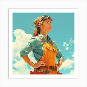 Woman In Overalls Art Print