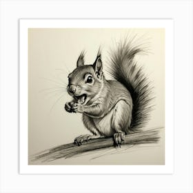 Squirrel Drawing 2 Art Print