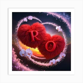 A Captivating 3d Render Of Two Floating Red Fluf Art Print