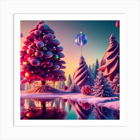 Christmas Trees In The Snow Art Print