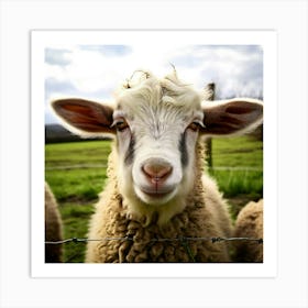 Fur Pet Cute Wool Farm Animal Wood Countryside Head Shot Country Head Graze Mammal Green (3) Art Print