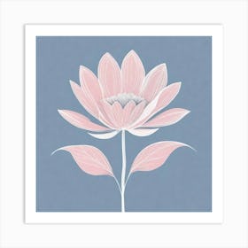 A White And Pink Flower In Minimalist Style Square Composition 585 Art Print