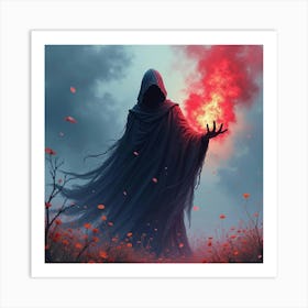 Black Magic Entity In A Vivid Watercolor Environment 1 Art Print