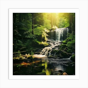 Waterfall In The Forest Art Print