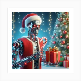 Christmas Robot Art Print